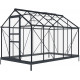 Szklarnia ogrodowa 2x3 m RINCA z aluminium antracytowego i szkła hartowanego 4 mm + podstawa - Green Protect