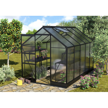 Szklarnia Apollo 6,2 m² z aluminium i paneli poliwęglanowych 4 mm w kolorze czarnym - Vitavia