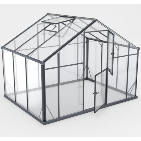Szklarnia ogrodowa 6,38m² z czarnego aluminium i szkła hartowanego Sanus XL7 - Gampre