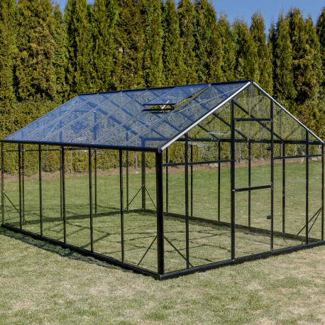 Szklarnia ogrodowa 9,8m² z czarnego aluminium i szkła hartowanego Sanus UP! L10 - Gampre