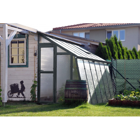 Szklarnia ogrodowa przyścienna ze szkła dyfuzyjnego 4 mm Variant D3 z wejściem po lewej stronie Kolor - 212x303 cm - Limes