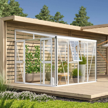 Szklarnia przyścienna Helena 7,0 m² w kolorze białym - Vitavia