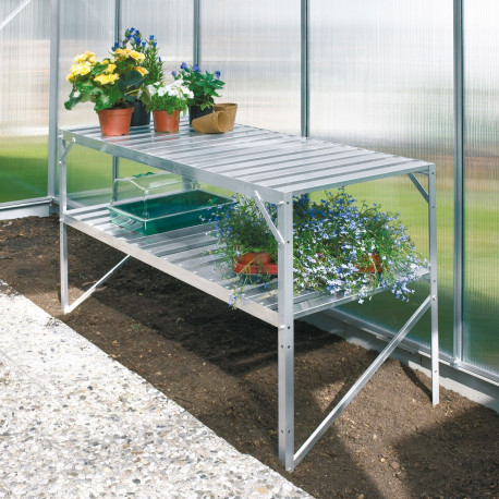 Dwupoziomowy stół z anodowanego aluminium do szklarni ogrodowej - Vitavia