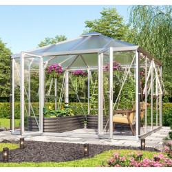 Szklarnia Minos 10,2 m² z aluminium, szkła hartowanego 3 mm i poliwęglanu 10 mm - Vitavia