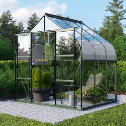 Szklarnia Dione 5,0 m² z aluminium i szkła hartowanego 3 mm w kolorze szmaragdowym - Vitavia