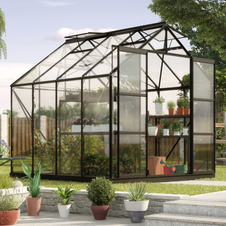 Szklarnia Uranus 6,7 m² z aluminium i szkła hartowanego 3 mm w kolorze czarnym - Vitavia