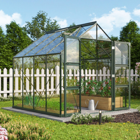Szklarnia Domus 6,7 m² z aluminium i szkła hartowanego 3 mm w kolorze szmaragdowym - Vitavia