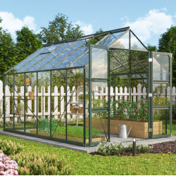 Szklarnia Domus 9,9 m² z aluminium i szkła hartowanego 3 mm w kolorze szmaragdowym - Vitavia
