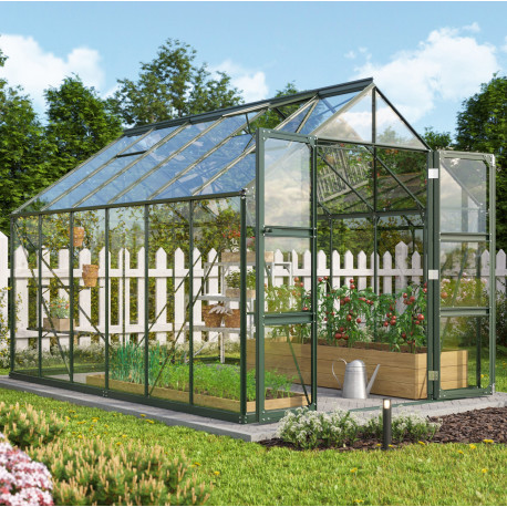 Szklarnia Domus 9,9 m² z aluminium i szkła hartowanego 3 mm w kolorze szmaragdowym - Vitavia