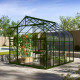 Szklarnia Dione 8,3 m² z aluminium i szkła hartowanego 3 mm w kolorze szmaragdowym - Vitavia
