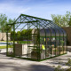 Szklarnia Dione 9,9 m² z aluminium i szkła hartowanego 3 mm w kolorze szmaragdowym - Vitavia