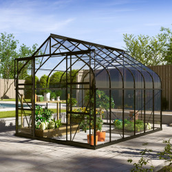 Szklarnia Dione 9,9 m² z aluminium i szkła hartowanego 3 mm w kolorze czarnym - Vitavia