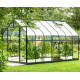 Szklarnia Dione 11,5 m² z aluminium i szkła hartowanego 3 mm w kolorze szmaragdowym - Vitavia