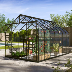 Szklarnia Dione 11,5 m² z aluminium i szkła hartowanego 3 mm w kolorze czarnym - Vitavia