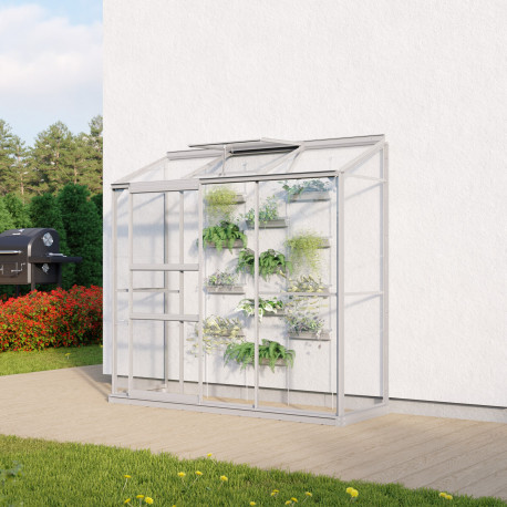Szklarnia przyścienna Styx 1,3 m² z aluminium i szkła hartowanego 3 mm - Vitavia