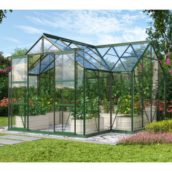 Szklarnia Sirona 13,0 m² z aluminium i szkła hartowanego 3 mm w kolorze szmaragdowym - Vitavia