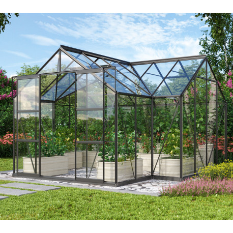 Szklarnia Sirona 13,0 m² z aluminium i szkła hartowanego 3 mm w kolorze czarnym - Vitavia