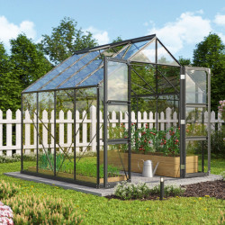 Szklarnia Domus 6,7 m² z aluminium i szkła hartowanego 3 mm w kolorze czarnym - Vitavia
