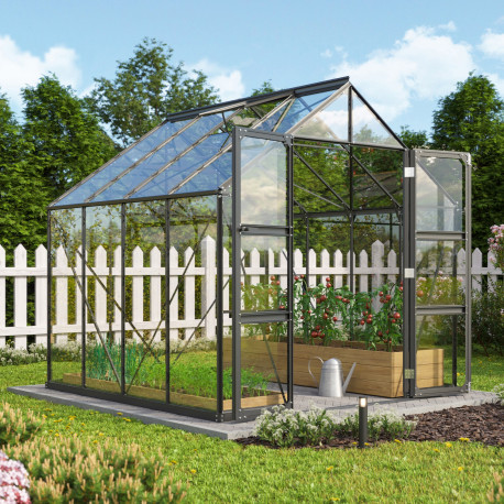 Szklarnia Domus 6,7 m² z aluminium i szkła hartowanego 3 mm w kolorze czarnym - Vitavia