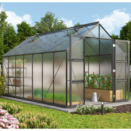 Szklarnia Domus 11,5 m² z aluminium i paneli poliwęglanowych 6 mm w kolorze czarnym - Vitavia