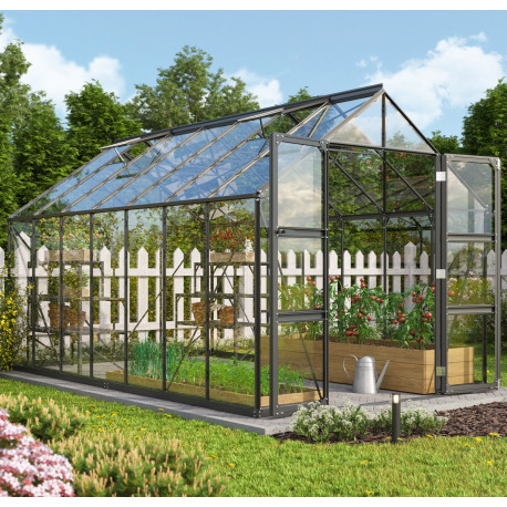 Szklarnia Domus 11,5 m² z aluminium i szkła hartowanego 3 mm w kolorze czarnym - Vitavia