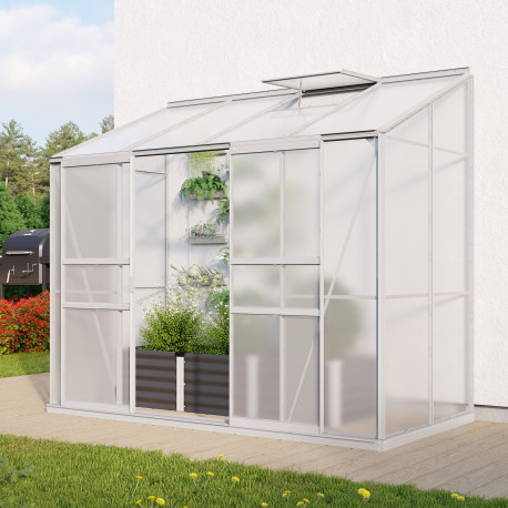 Szklarnia przyścienna Styx 3,3 m² z aluminium i paneli poliwęglanowych 4 mm - Vitavia