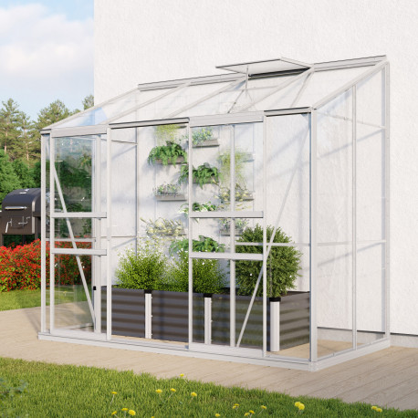 Szklarnia przyścienna Styx 3,3 m² z aluminium i szkła hartowanego 3 mm - Vitavia