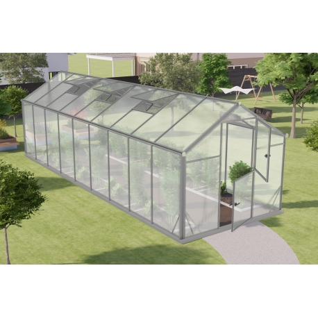 Szklarnia ogrodowa 14,3m² z aluminium i poliwęglanu 6mm Sanus L15 - Gampre