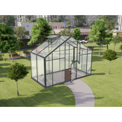 Szklarnia ogrodowa 4,35m² z czarnego aluminium i szkła hartowanego Sanus XL4 - Gampre