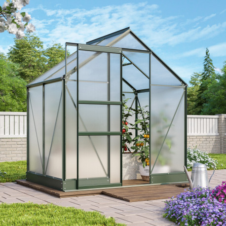 Szklarnia Apollo 2,5 m² z aluminium i paneli poliwęglanowych 4 mm w kolorze szmaragdowym - Vitavia 