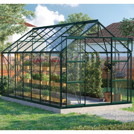 Szklarnia Uranus 11,5 m² z aluminium i szkła hartowanego 3 mm w kolorze szmaragdowym - Vitavia