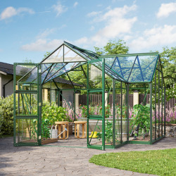 Szklarnia Campus 13,0 m² z aluminium i szkła hartowanego 3 mm w kolorze szmaragdowym - Vitavia