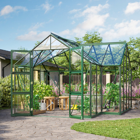 Szklarnia Campus 13,0 m² z aluminium i szkła hartowanego 3 mm w kolorze szmaragdowym - Vitavia