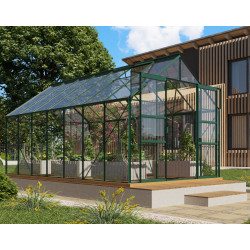 Szklarnia Mars 11,5 m² z aluminium i szkła hartowanego 3 mm w kolorze szmaragdowym - Vitavia