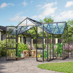 Szklarnia Campus 13,0 m² z aluminium i szkła hartowanego 3 mm w kolorze czarnym - Vitavia