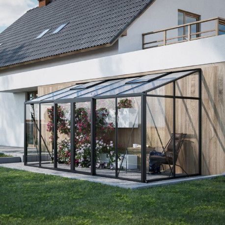 Przyścienna szklarnia ogrodowa 7,22 m² - wys. 268 cm - z aluminium i szkła hartowanego - BloomCabin