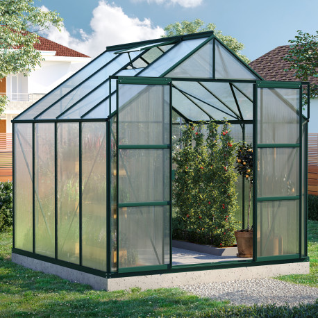 Szklarnia Uranus 6,7 m² z aluminium i paneli poliwęglanowych 6 mm w kolorze szmaragdowym - Vitavia