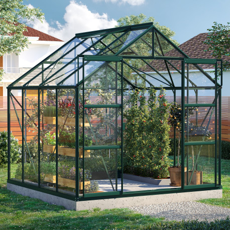 Szklarnia Uranus 6,7 m² z aluminium i szkła hartowanego 3 mm w kolorze szmaragdowym - Vitavia
