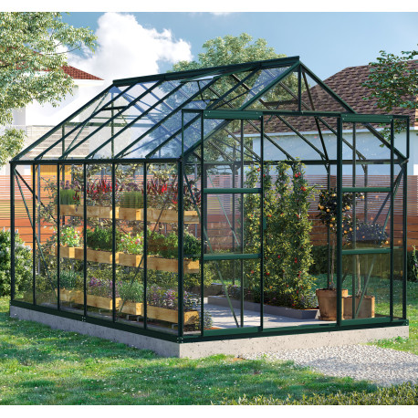 Szklarnia Uranus 9,9 m² z aluminium i szkła hartowanego 3 mm w kolorze szmaragdowym - Vitavia