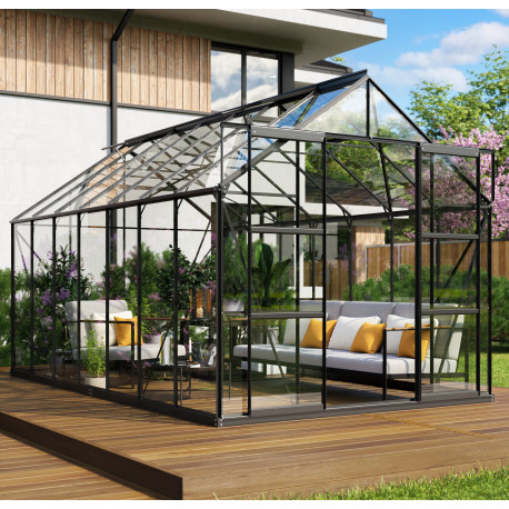 Szklarnia Uranus 11,5 m² z aluminium i szkła hartowanego 3 mm w kolorze czarnym - Vitavia