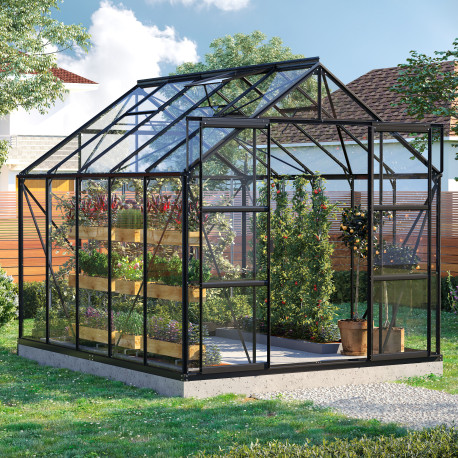 Szklarnia Uranus 8,3 m² z aluminium i szkła hartowanego 3 mm w kolorze czarnym - Vitavia