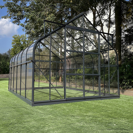 Konstrukcja szklarni ogrodowej Comtesse (bez paneli) 11m² z antracytowego aluminium - Green Protect
