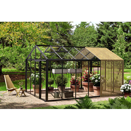 Szklarnia ogrodowa Classic 310x459cm aluminium, drewniane wykończenie i szkło z ochroną przeciwsłoneczną - BloomCabin