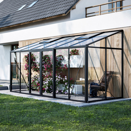 Przyścienna szklarnia ogrodowa 7,22 m² - wys. 248 cm - z aluminium i szkła hartowanego - BloomCabin