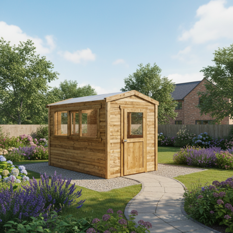 Szklarnia ogrodowa 6m² z drewna w kolorze brązowym 28mm Gardy Shelter