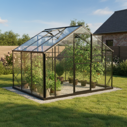 Szklarnia ogrodowa 6,38m² z czarnego aluminium i hartowanego szkła Sanus UP! XL7 - Gampre