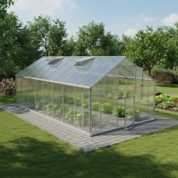 Szklarnia ogrodowa 16,53m² z aluminium i poliwęglanu 6mm Sanus XL16 - Gampre
