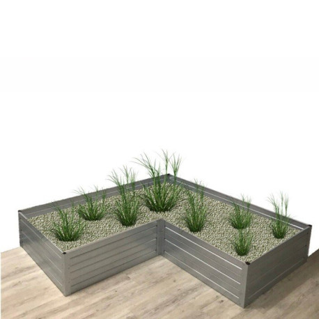 Podwyższona grządka ogrodowa w kształcie litery L, wys. 30 cm - kolor metaliczny - Klasika