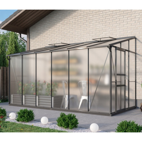 Szklarnia przyścienna Osiris w kolorze czarnym 7,8m² z aluminium i paneli poliwęglanowych 4mm - Vitavia
