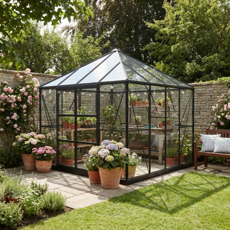 Szklarnia ogrodowa 3x3 m DUCHESSE z aluminium i szkła hartowanego 4 mm - Green Protect